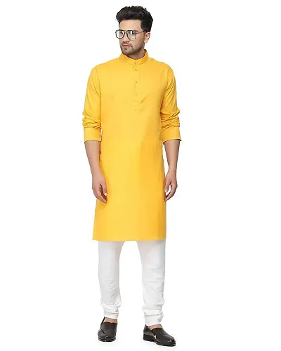 Enmozz? Haldi Plain Men's Ethnic Simple Kurta Only