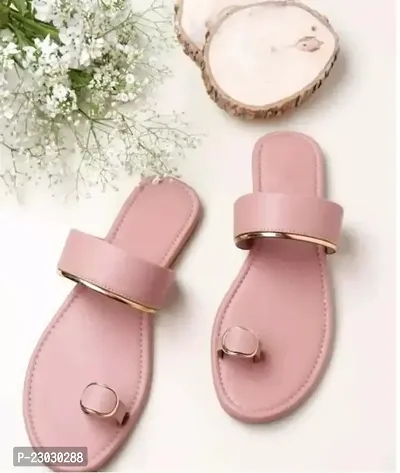Elegant Pink Synthetic Leather Solid Fashion Flats For Women