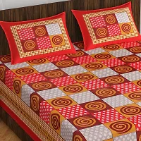 Stylish Fancy Comfortable Cotton Printed Queen Double 1 Bedsheet + 2 Pillowcovers-thumb1