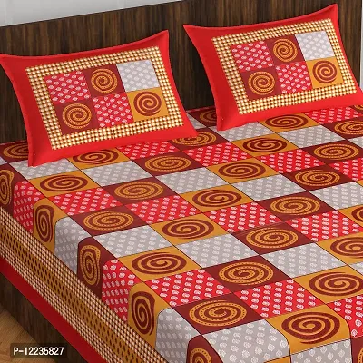 Stylish Fancy Comfortable Cotton Printed Queen Double 1 Bedsheet + 2 Pillowcovers-thumb2