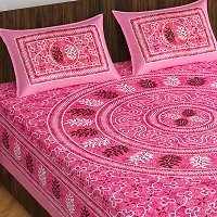 Stylish Fancy Comfortable Cotton Printed Queen Double 1 Bedsheet + 2 Pillowcovers-thumb1