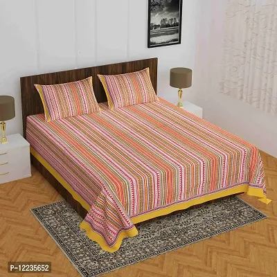 Stylish Fancy Comfortable Cotton Printed Queen Double 1 Bedsheet + 2 Pillowcovers