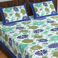 Stylish Fancy Comfortable Cotton Printed Queen Double 1 Bedsheet + 2 Pillowcovers-thumb1