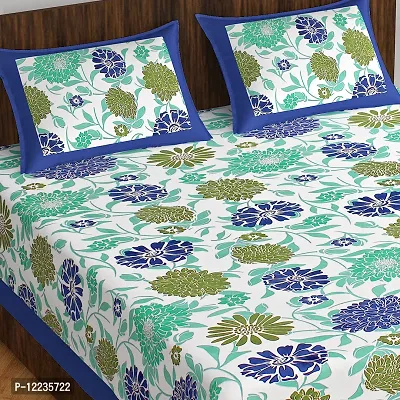 Stylish Fancy Comfortable Cotton Printed Queen Double 1 Bedsheet + 2 Pillowcovers-thumb2