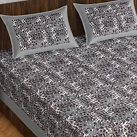 Stylish Fancy Comfortable Cotton Printed Queen Double 1 Bedsheet + 2 Pillowcovers-thumb1