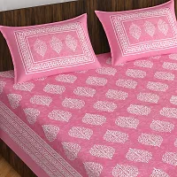 Stylish Fancy Comfortable Cotton Printed Queen Double 1 Bedsheet + 2 Pillowcovers-thumb1