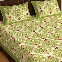 Stylish Fancy Comfortable Cotton Printed Queen Double 1 Bedsheet + 2 Pillowcovers-thumb1