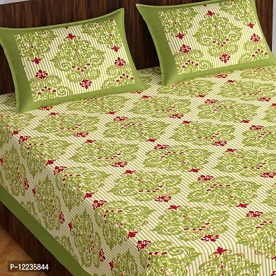Stylish Fancy Comfortable Cotton Printed Queen Double 1 Bedsheet + 2 Pillowcovers-thumb2