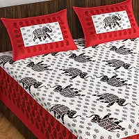 Stylish Fancy Comfortable Cotton Printed Queen Double 1 Bedsheet + 2 Pillowcovers-thumb1