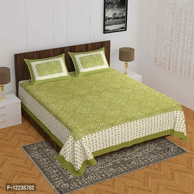 Stylish Fancy Comfortable Cotton Printed Queen Double 1 Bedsheet + 2 Pillowcovers