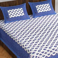 Stylish Fancy Comfortable Cotton Printed Queen Double 1 Bedsheet + 2 Pillowcovers-thumb1