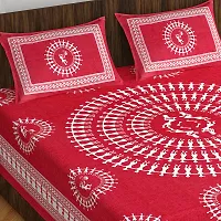 Stylish Fancy Comfortable Cotton Printed Queen Double 1 Bedsheet + 2 Pillowcovers-thumb1