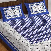 Stylish Fancy Comfortable Cotton Printed Queen Double 1 Bedsheet + 2 Pillowcovers-thumb1