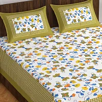 Stylish Fancy Comfortable Cotton Printed Queen Double 1 Bedsheet + 2 Pillowcovers-thumb1