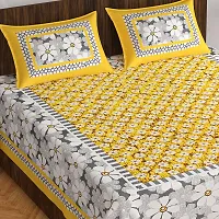 Stylish Fancy Comfortable Cotton Printed Queen Double 1 Bedsheet + 2 Pillowcovers-thumb1