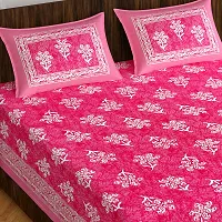 Stylish Fancy Comfortable Cotton Printed Queen Double 1 Bedsheet + 2 Pillowcovers-thumb1