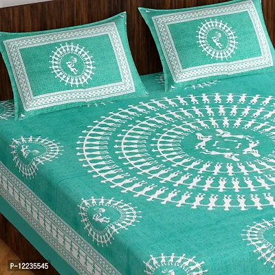 Stylish Fancy Comfortable Cotton Printed Queen Double 1 Bedsheet + 2 Pillowcovers-thumb2