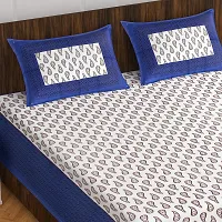 Stylish Fancy Comfortable Cotton Printed Queen Double 1 Bedsheet + 2 Pillowcovers-thumb1