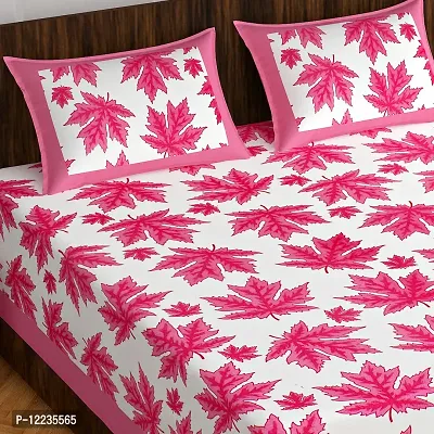 Stylish Fancy Comfortable Cotton Printed Queen Double 1 Bedsheet + 2 Pillowcovers-thumb2