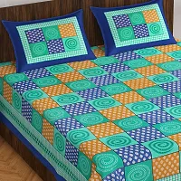 Stylish Fancy Comfortable Cotton Printed Queen Double 1 Bedsheet + 2 Pillowcovers-thumb1