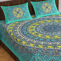 Stylish Fancy Comfortable Cotton Printed Queen Double 1 Bedsheet + 2 Pillowcovers-thumb1