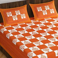 Stylish Fancy Comfortable Cotton Printed Queen Double 1 Bedsheet + 2 Pillowcovers-thumb1