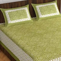 Stylish Fancy Comfortable Cotton Printed Queen Double 1 Bedsheet + 2 Pillowcovers-thumb1