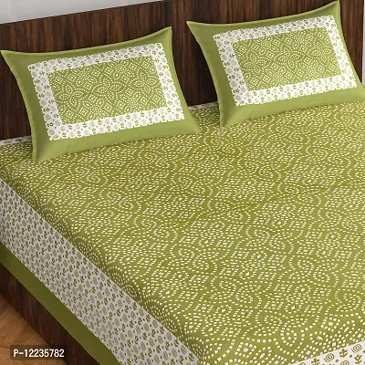 Stylish Fancy Comfortable Cotton Printed Queen Double 1 Bedsheet + 2 Pillowcovers-thumb2