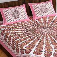 Stylish Fancy Comfortable Cotton Printed Queen Double 1 Bedsheet + 2 Pillowcovers-thumb1