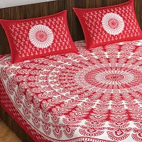 Stylish Fancy Comfortable Cotton Printed Queen Double 1 Bedsheet + 2 Pillowcovers-thumb1