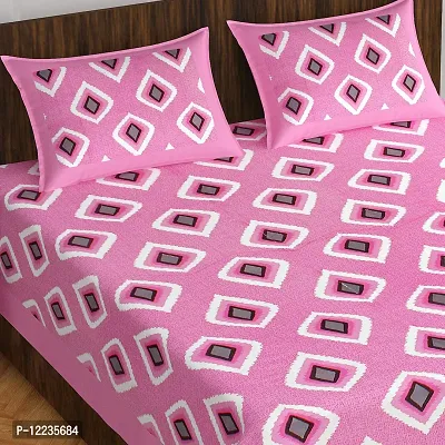 Stylish Fancy Comfortable Cotton Printed Queen Double 1 Bedsheet + 2 Pillowcovers-thumb2