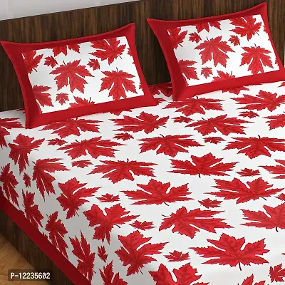 Stylish Fancy Comfortable Cotton Printed Queen Double 1 Bedsheet + 2 Pillowcovers-thumb2