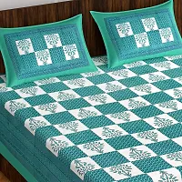 Stylish Fancy Comfortable Cotton Printed Queen Double 1 Bedsheet + 2 Pillowcovers-thumb1