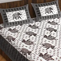 Stylish Fancy Comfortable Cotton Printed Queen Double 1 Bedsheet + 2 Pillowcovers-thumb1