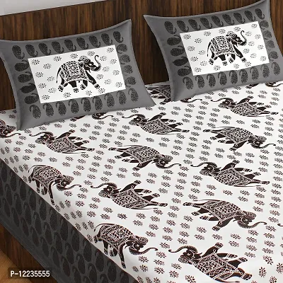 Stylish Fancy Comfortable Cotton Printed Queen Double 1 Bedsheet + 2 Pillowcovers-thumb2