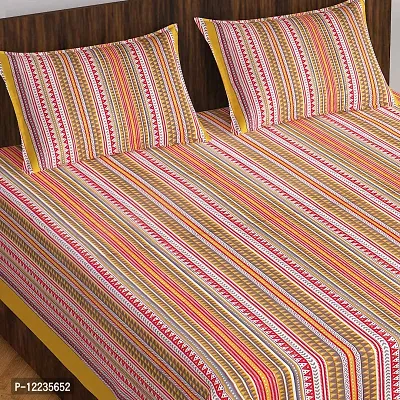 Stylish Fancy Comfortable Cotton Printed Queen Double 1 Bedsheet + 2 Pillowcovers-thumb2