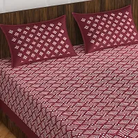 Stylish Fancy Comfortable Cotton Printed Queen Double 1 Bedsheet + 2 Pillowcovers-thumb1