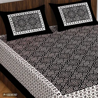 Stylish Fancy Comfortable Cotton Printed Queen Double 1 Bedsheet + 2 Pillowcovers-thumb2