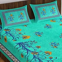 Stylish Fancy Comfortable Cotton Printed Queen Double 1 Bedsheet + 2 Pillowcovers-thumb1