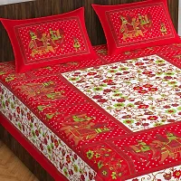 Stylish Fancy Comfortable Cotton Printed Queen Double 1 Bedsheet + 2 Pillowcovers-thumb1