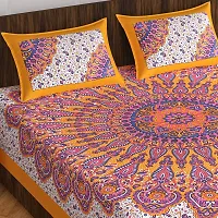 Stylish Fancy Comfortable Cotton Printed Queen Double 1 Bedsheet + 2 Pillowcovers-thumb1