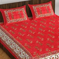 Stylish Fancy Comfortable Cotton Printed Queen Double 1 Bedsheet + 2 Pillowcovers-thumb1