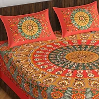 Stylish Fancy Comfortable Cotton Printed Queen Double 1 Bedsheet + 2 Pillowcovers-thumb1