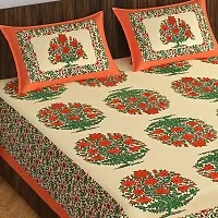 Stylish Fancy Comfortable Cotton Printed Queen Double 1 Bedsheet + 2 Pillowcovers-thumb1