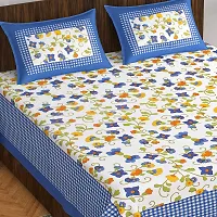 Stylish Fancy Comfortable Cotton Printed Queen Double 1 Bedsheet + 2 Pillowcovers-thumb1