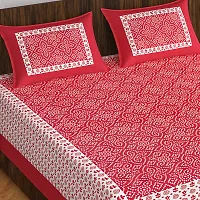 Stylish Fancy Comfortable Cotton Printed Queen Double 1 Bedsheet + 2 Pillowcovers-thumb1