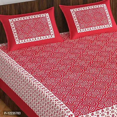 Stylish Fancy Comfortable Cotton Printed Queen Double 1 Bedsheet + 2 Pillowcovers-thumb2