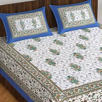 Stylish Fancy Comfortable Cotton Printed Queen Double 1 Bedsheet + 2 Pillowcovers-thumb1