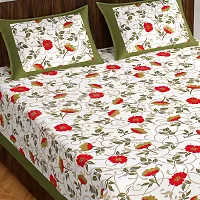 Stylish Fancy Comfortable Cotton Printed Queen Double 1 Bedsheet + 2 Pillowcovers-thumb1