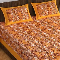 Stylish Fancy Comfortable Cotton Printed Queen Double 1 Bedsheet + 2 Pillowcovers-thumb1